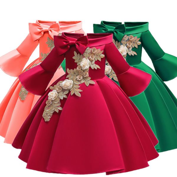 shoulderless half sleeve gown satin elegent lace flower girls princess formal wedding pageant dresses y200317, Red;yellow
shoulderless half sleeve gown satin elegent lace flower girls princess formal wedding pageant dresses y200317, Red;yellow