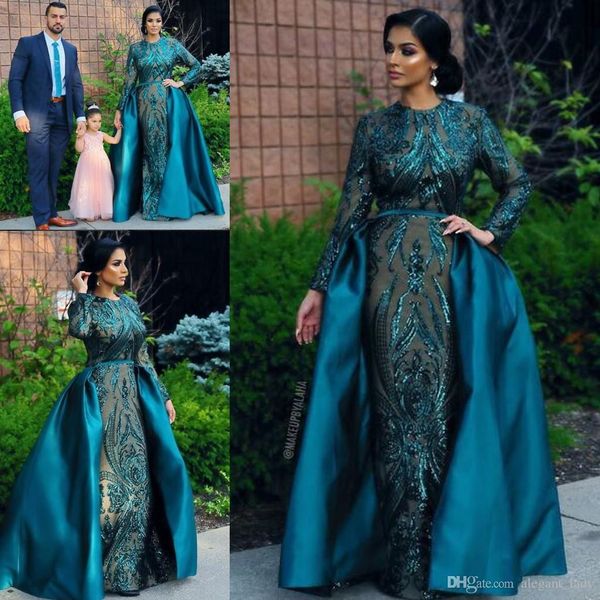 hunter teal mermaid prom formal dresses with long sleeve 2019 muslim arabic jewel neck detachable train lace stain evening gowns, Black;red
hunter teal mermaid prom formal dresses with long sleeve 2019 muslim arabic jewel neck detachable train lace stain evening gowns, Black;red
