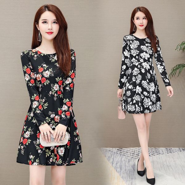 women midi dresses long sleeve plus size casual floral dresses evening party dress black white 2020 drop shopping, Black;gray
women midi dresses long sleeve plus size casual floral dresses evening party dress black white 2020 drop shopping, Black;gray