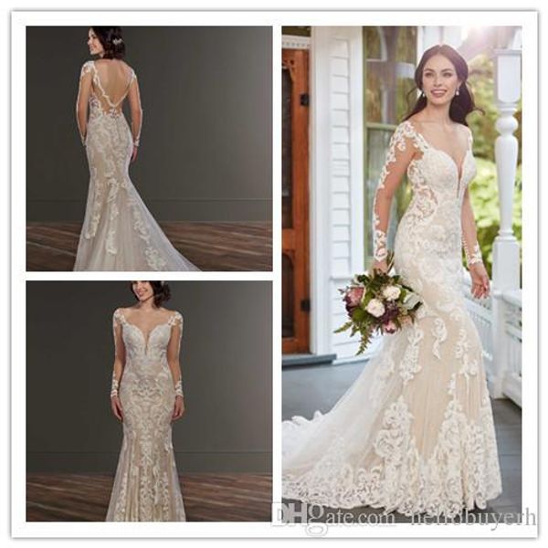 vintage lace long sleeve mermaid wedding dresses for women vestito da sposa wedding gowns south africa 2019, White
vintage lace long sleeve mermaid wedding dresses for women vestito da sposa wedding gowns south africa 2019, White
