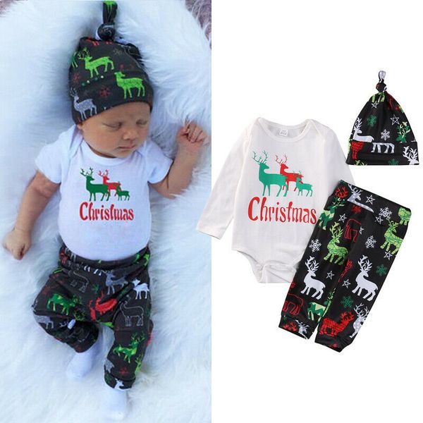2020 infant newborn baby boy girl clothes long sleeve letter print cotton romper deer print pants hat outfit set 3, White
2020 infant newborn baby boy girl clothes long sleeve letter print cotton romper deer print pants hat outfit set 3, White