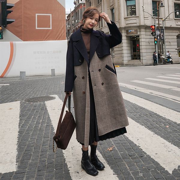 2020new korean women loose large size knee-length coat autumn plaid matching color trench coat pockets epaulet double breasted, Black
2020new korean women loose large size knee-length coat autumn plaid matching color trench coat pockets epaulet double breasted, Black