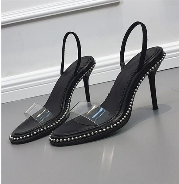 women's summer new korean style rivets with high heels transparent word with black sandals women
women's summer new korean style rivets with high heels transparent word with black sandals women