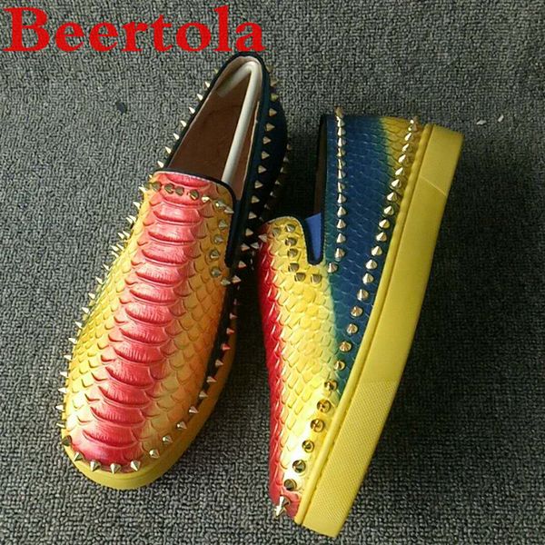 genuine leather men's sneakers rainbow spikes round toe slip on casual flats men chaussures homme zapatillas hombre, Black
genuine leather men's sneakers rainbow spikes round toe slip on casual flats men chaussures homme zapatillas hombre, Black