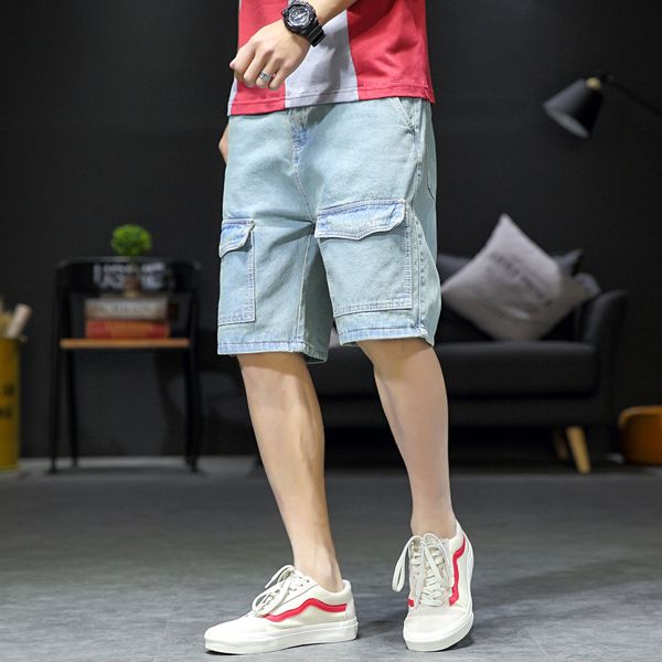 2019 summer new style japanese-style large size origional casual workwear pocket vintage denim shorts male fifth pants, Blue
2019 summer new style japanese-style large size origional casual workwear pocket vintage denim shorts male fifth pants, Blue