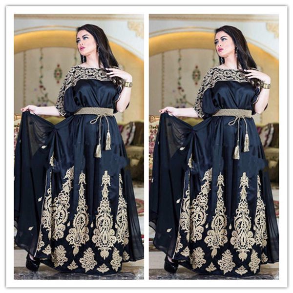 gorgeous dubai arabic black evening dresses with gold appliques a-line bateau bat sleeves pleated prom party gowns robes formelles soirée, Black;red
gorgeous dubai arabic black evening dresses with gold appliques a-line bateau bat sleeves pleated prom party gowns robes formelles soirée, Black;red