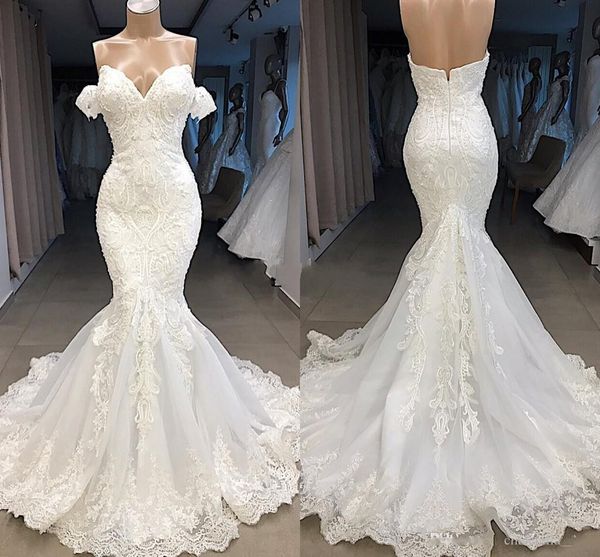 romantic mermaid off the shoulder wedding dresses 2020 lace appliques bodice garden mariage gowns plus size robes de mariée sirène, White
romantic mermaid off the shoulder wedding dresses 2020 lace appliques bodice garden mariage gowns plus size robes de mariée sirène, White