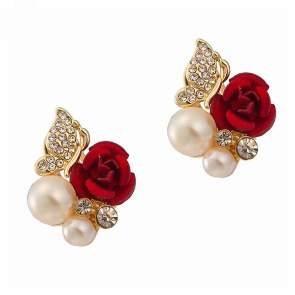 designer earrings luxury jewelry women fashion earrings classic red rose stud butterfly pearl gold diamond ladies girls love wedding gift, Golden;silver 
designer earrings luxury jewelry women fashion earrings classic red rose stud butterfly pearl gold diamond ladies girls love wedding gift, Golden;silver