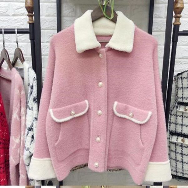 women's wool & blends women autumn faux knitted coat with pocket square collar casual long sleeve winter jacket femme outwear coats, Black
women's wool & blends women autumn faux knitted coat with pocket square collar casual long sleeve winter jacket femme outwear coats, Black