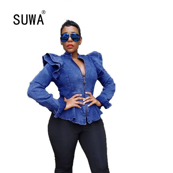 2020 wholesale new winter long sleeve ruffles shoulder zip open irregular hem bat sleeved demin jackets jean coat, Black;brown
2020 wholesale new winter long sleeve ruffles shoulder zip open irregular hem bat sleeved demin jackets jean coat, Black;brown