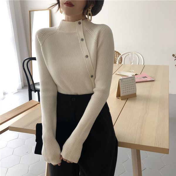 women's sweaters chic autumn winter thick women sweater pullovers long sleeve warm basic half turtleneck female knit jumpers button top, White;black
women's sweaters chic autumn winter thick women sweater pullovers long sleeve warm basic half turtleneck female knit jumpers button top, White;black