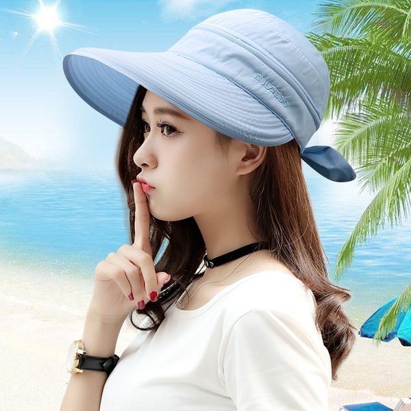 summer korean fashion women's sunscreen wide brim outdoor sunscreen hat light empty hat dual-purpose, Blue;gray
summer korean fashion women's sunscreen wide brim outdoor sunscreen hat light empty hat dual-purpose, Blue;gray