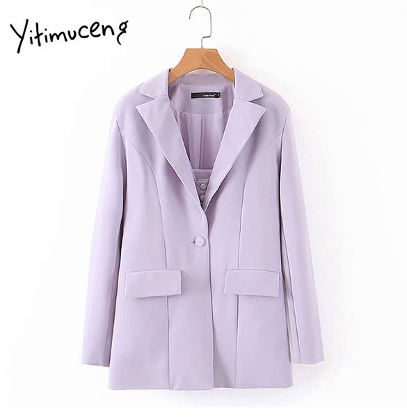 women's suits & blazers yitimuceng office lady blazer women 2021 single button solid long-sleeved fashion purple casual womens, White;black
women's suits & blazers yitimuceng office lady blazer women 2021 single button solid long-sleeved fashion purple casual womens, White;black