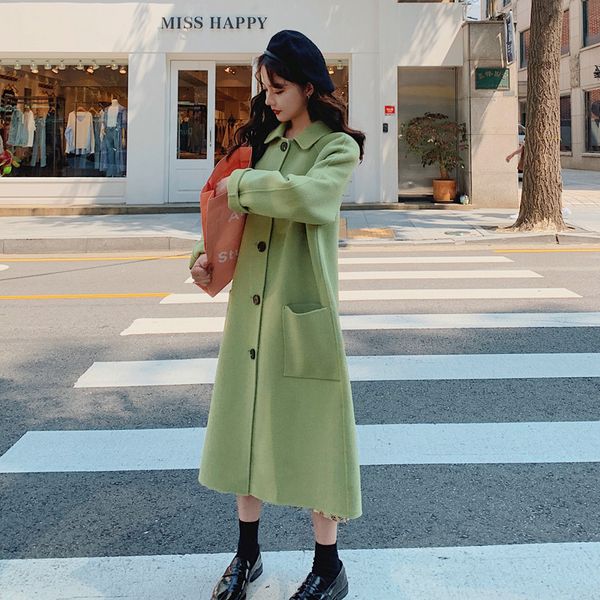 2020 new winter women longer woolen coat female temperament outwear ladies elegant overcoat girls single breasted jacket, Black
2020 new winter women longer woolen coat female temperament outwear ladies elegant overcoat girls single breasted jacket, Black