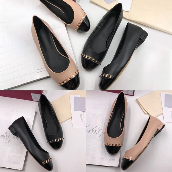 designer womens pumps luxury black apricot color matching metal chain flat casual shoes with box size 35-40 
designer womens pumps luxury black apricot color matching metal chain flat casual shoes with box size 35-40