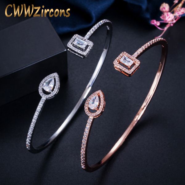 cwwzircons trendy exquisite rose gold and silver color cubic zircon crystal round cuff bangles for women dress jewelry bg031, Black
cwwzircons trendy exquisite rose gold and silver color cubic zircon crystal round cuff bangles for women dress jewelry bg031, Black