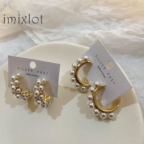 korea simple geometric round pearl earrings curved big hoop earrings for women girl party wedding jewelry gift, Golden;silver
korea simple geometric round pearl earrings curved big hoop earrings for women girl party wedding jewelry gift, Golden;silver