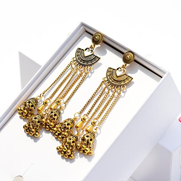 egypt turkish classic antique women's geometric alloy long chain tassel jhumka earrings 2020 bohemia dangle drop earrings, Silver
egypt turkish classic antique women's geometric alloy long chain tassel jhumka earrings 2020 bohemia dangle drop earrings, Silver