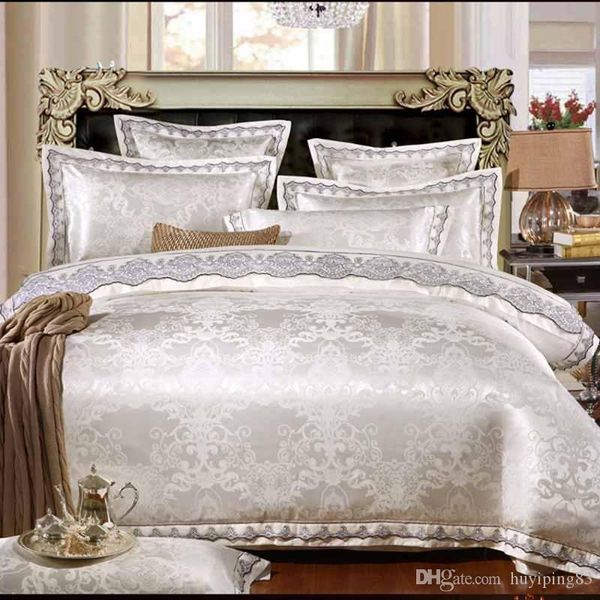 4pieces white jacquard silk cotton luxury bedding set king size bed set lace duvet cover bed sheet pillowcase princess bedclothes
4pieces white jacquard silk cotton luxury bedding set king size bed set lace duvet cover bed sheet pillowcase princess bedclothes