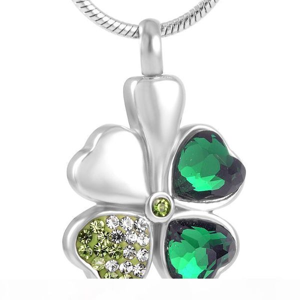 ijd8533 elegant design stainless steel necklace wholesale green crystal four leaf clover pendant cremation necklace women jewelry, Silver
ijd8533 elegant design stainless steel necklace wholesale green crystal four leaf clover pendant cremation necklace women jewelry, Silver