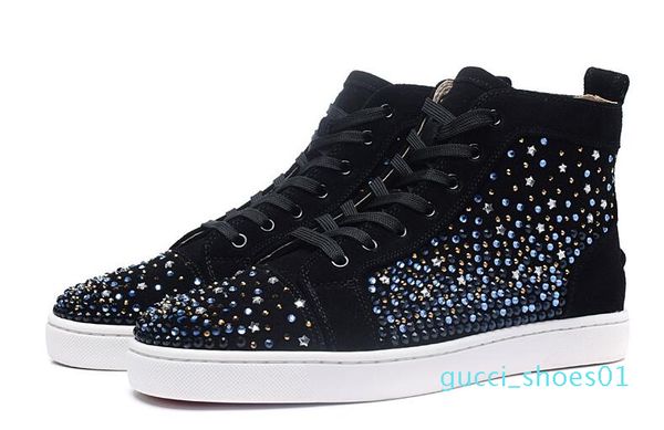 women men luxury designer flat casual colorful casual spikes high red bottom pik pik studded sneakers shoes g01, Black
women men luxury designer flat casual colorful casual spikes high red bottom pik pik studded sneakers shoes g01, Black