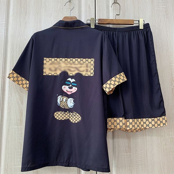 couple pajamas new satin cartoonimitation silk short sleeve loose men's home home clothes shorts and shorts wear, Black;brown
couple pajamas new satin cartoonimitation silk short sleeve loose men's home home clothes shorts and shorts wear, Black;brown