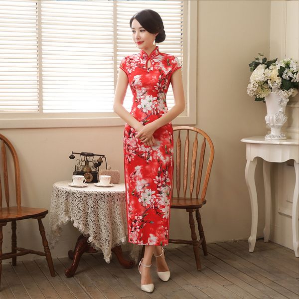 ethnic clothing cheongsam chinese female long elegant retro self-cultivation stage show catwalk improved dress qipao, Red
ethnic clothing cheongsam chinese female long elegant retro self-cultivation stage show catwalk improved dress qipao, Red