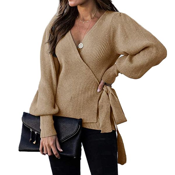 2020 autumn and winter foreign trade new womens european and american belt pullover sweater v-neck cross wrapped sweater women, White
2020 autumn and winter foreign trade new womens european and american belt pullover sweater v-neck cross wrapped sweater women, White