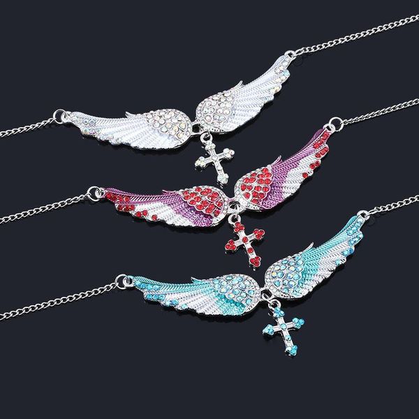 rj fashion crystal angel wing cross women necklaces pink blue ear drop pins girl choker party jewelry gift, Silver
rj fashion crystal angel wing cross women necklaces pink blue ear drop pins girl choker party jewelry gift, Silver