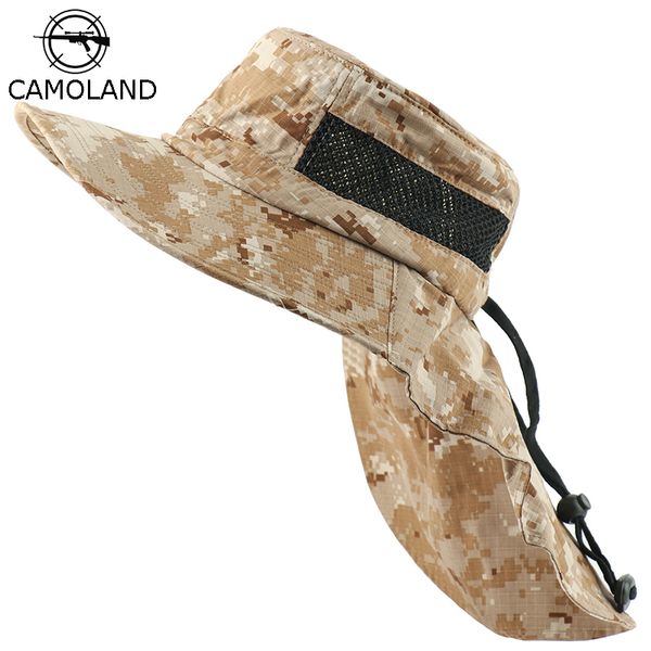 camoland summer bucket hat men camouflage sun hats male outdoor uv protection brim hiking cap with neck flap mesh breathable cap y200619, Blue;gray
camoland summer bucket hat men camouflage sun hats male outdoor uv protection brim hiking cap with neck flap mesh breathable cap y200619, Blue;gray