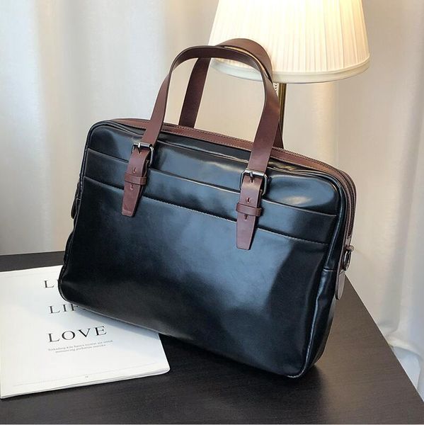 men handbag simple Joker contrast leather business handbad horizontal soft leather men computer bag casual stitching leather fashion bag, Black
men handbag simple Joker contrast leather business handbad horizontal soft leather men computer bag casual stitching leather fashion bag, Black