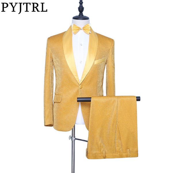 pyjtrl new men two pieces set gold shiny shawl lapel prom suits wedding groom tuxedo costume homme latest coat pant designs, White;black
pyjtrl new men two pieces set gold shiny shawl lapel prom suits wedding groom tuxedo costume homme latest coat pant designs, White;black