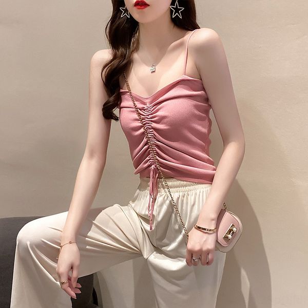 8c6nb small machine drawstring camisole women's short bottoming quzhu knitted solid color inside slim women's summer vest vest, Camo
8c6nb small machine drawstring camisole women's short bottoming quzhu knitted solid color inside slim women's summer vest vest, Camo