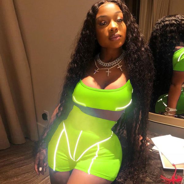 new women reflective two pieces set 2020 summer short sleeve strapless crop reflective striped patchwork shorts outfits, White
new women reflective two pieces set 2020 summer short sleeve strapless crop reflective striped patchwork shorts outfits, White