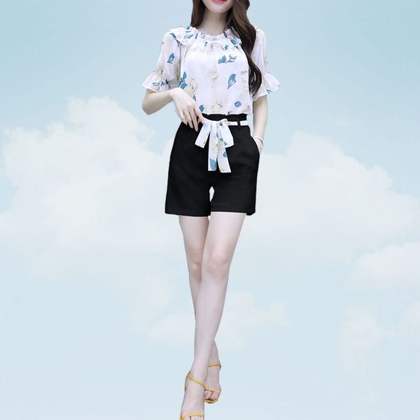 summer female two piece set 2020 short-sleeved printed chiffon shirt high waist shorts net red fashion 2 piece set women g369, White
summer female two piece set 2020 short-sleeved printed chiffon shirt high waist shorts net red fashion 2 piece set women g369, White