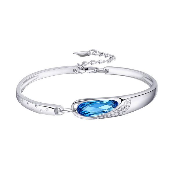 

2020 классическая мода австрийского кристалл синего стекла тапочки регулируемого серебро браслет браслет женского мьюз глаза, Golden;silver
