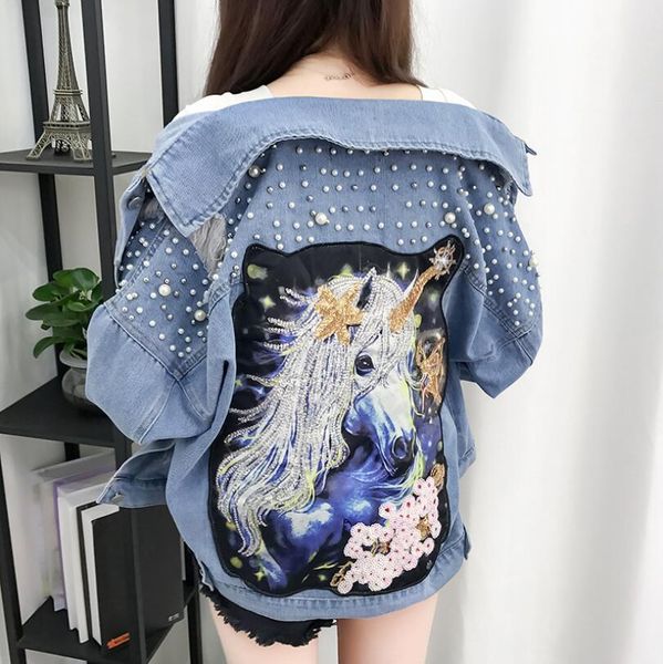beaded sequins hole loose casual denim jacket women cartoon print jeans jacekts female student autumn w953, Black;brown
beaded sequins hole loose casual denim jacket women cartoon print jeans jacekts female student autumn w953, Black;brown