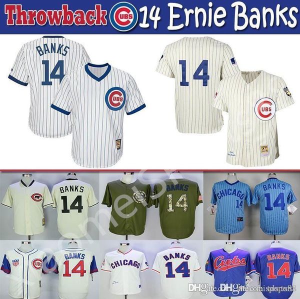 mens & womens & youth kids cubs multi color knit jersey 14 ernie banks throwback players baseball jerseys, Blue;black