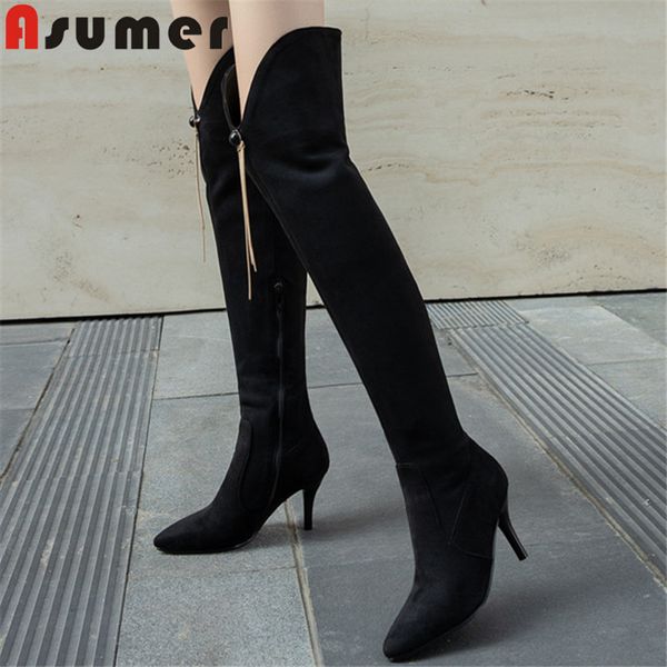 asumer 2020 thin high heel party prom shoes women over the knee boots pointed toe flock tassel long boots woman black
asumer 2020 thin high heel party prom shoes women over the knee boots pointed toe flock tassel long boots woman black