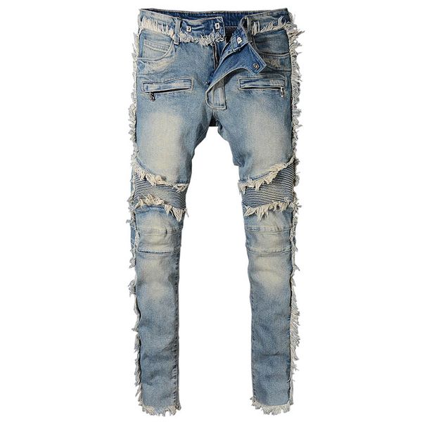 20ss designer jeans men's vintage washed denim fringe biker jeans for moto fashion slim fit straight patchwork pants for big and tall, Blue
20ss designer jeans men's vintage washed denim fringe biker jeans for moto fashion slim fit straight patchwork pants for big and tall, Blue