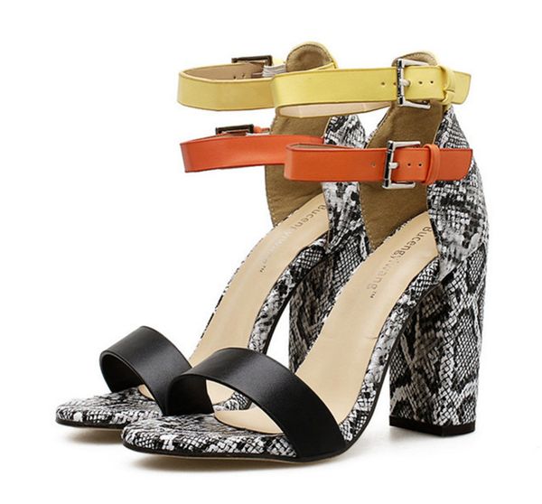 2020 new thick heel high heel color matching sandals women's european and american large heel shoes manufacturers direct sales, Black
2020 new thick heel high heel color matching sandals women's european and american large heel shoes manufacturers direct sales, Black