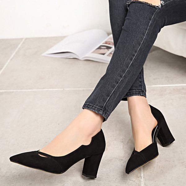 women pump pointed wedding high heel fashion flock casual shoes women shoes 7.5 cm low heel high heels, Black
women pump pointed wedding high heel fashion flock casual shoes women shoes 7.5 cm low heel high heels, Black