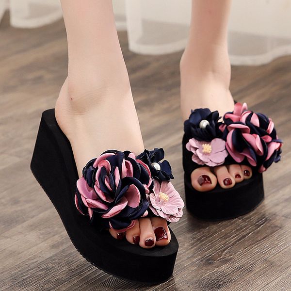 5cm high heel women's summer high-heeled flip-flops women's fashion beach shoes sandals slippers flowers sandals cute slippers, Black
5cm high heel women's summer high-heeled flip-flops women's fashion beach shoes sandals slippers flowers sandals cute slippers, Black