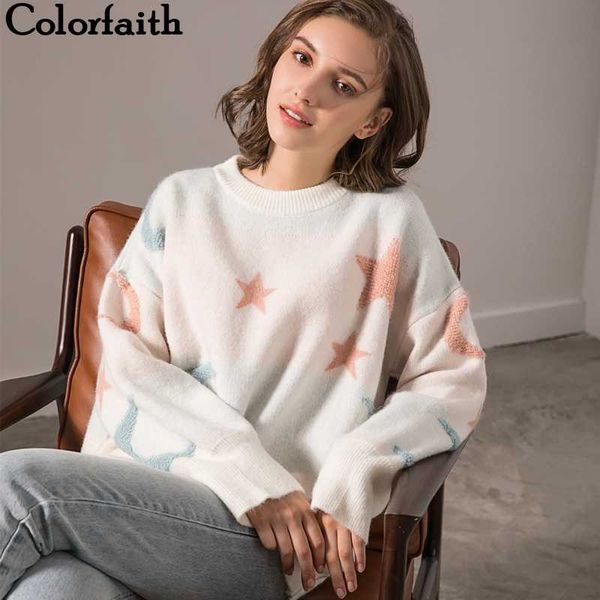 colorfaith new 2020 women's pullovers sweaters knitted autumn winter cute korean style casual loose female sw8138, White;black
colorfaith new 2020 women's pullovers sweaters knitted autumn winter cute korean style casual loose female sw8138, White;black