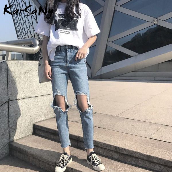 women's jeans karsany high waisted ripped for women denim pants female broken hole destroyed 2021 spring, Blue
women's jeans karsany high waisted ripped for women denim pants female broken hole destroyed 2021 spring, Blue