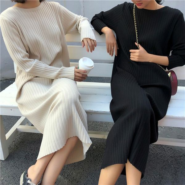 women's autumn and winter new women's mid-length knitted dress long-sleeved hooded half-high collar sweater, White;black
women's autumn and winter new women's mid-length knitted dress long-sleeved hooded half-high collar sweater, White;black