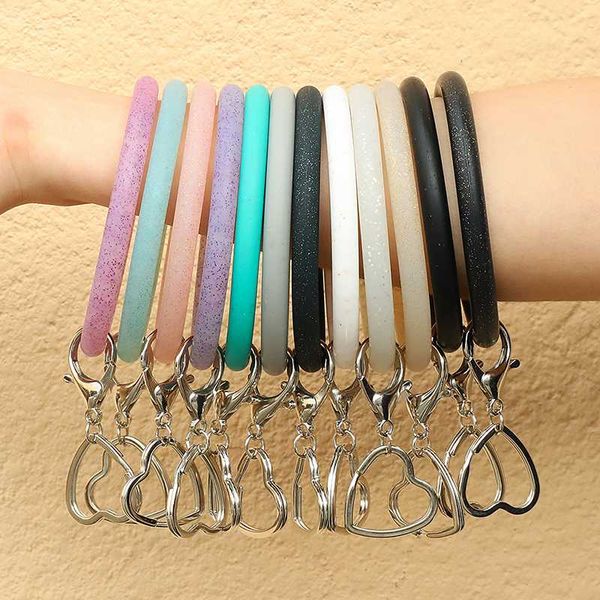 fashion o silicone wear bracelet heart keychain for women gifts exaggerated circle wristlet strap keychain jewelry, Silver
fashion o silicone wear bracelet heart keychain for women gifts exaggerated circle wristlet strap keychain jewelry, Silver