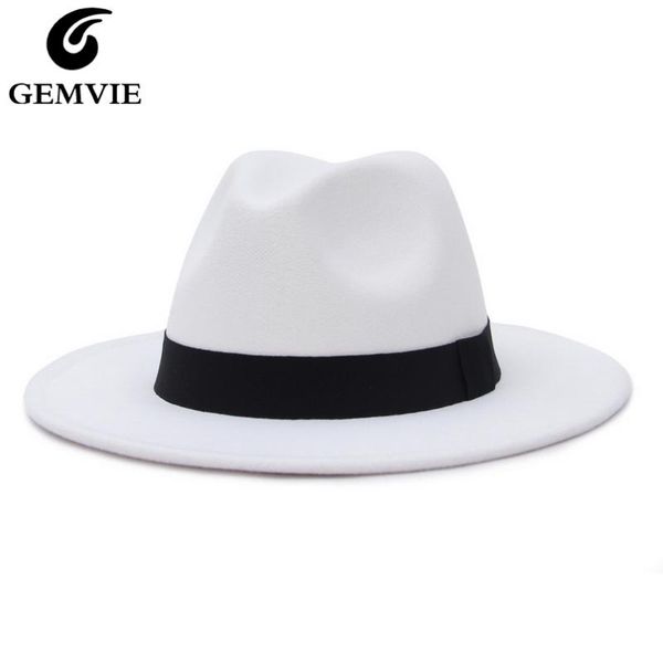 gemvie new wide brim white fedora hat for women wool felt hats for men fall winter panama gamble jazz cap striped black band, Blue;gray
gemvie new wide brim white fedora hat for women wool felt hats for men fall winter panama gamble jazz cap striped black band, Blue;gray
