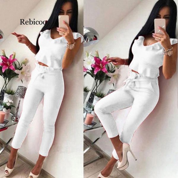 lounge wear womens two-piece crop ruffle long pant high waisted ladies white set high quality
lounge wear womens two-piece crop ruffle long pant high waisted ladies white set high quality