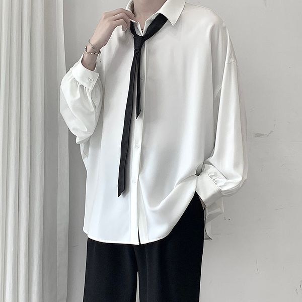 korean tie dress shirt men's fashion solid color business casual shirt men streetwear wild loose long sleeve shirts mens -2xl, White;black
korean tie dress shirt men's fashion solid color business casual shirt men streetwear wild loose long sleeve shirts mens -2xl, White;black